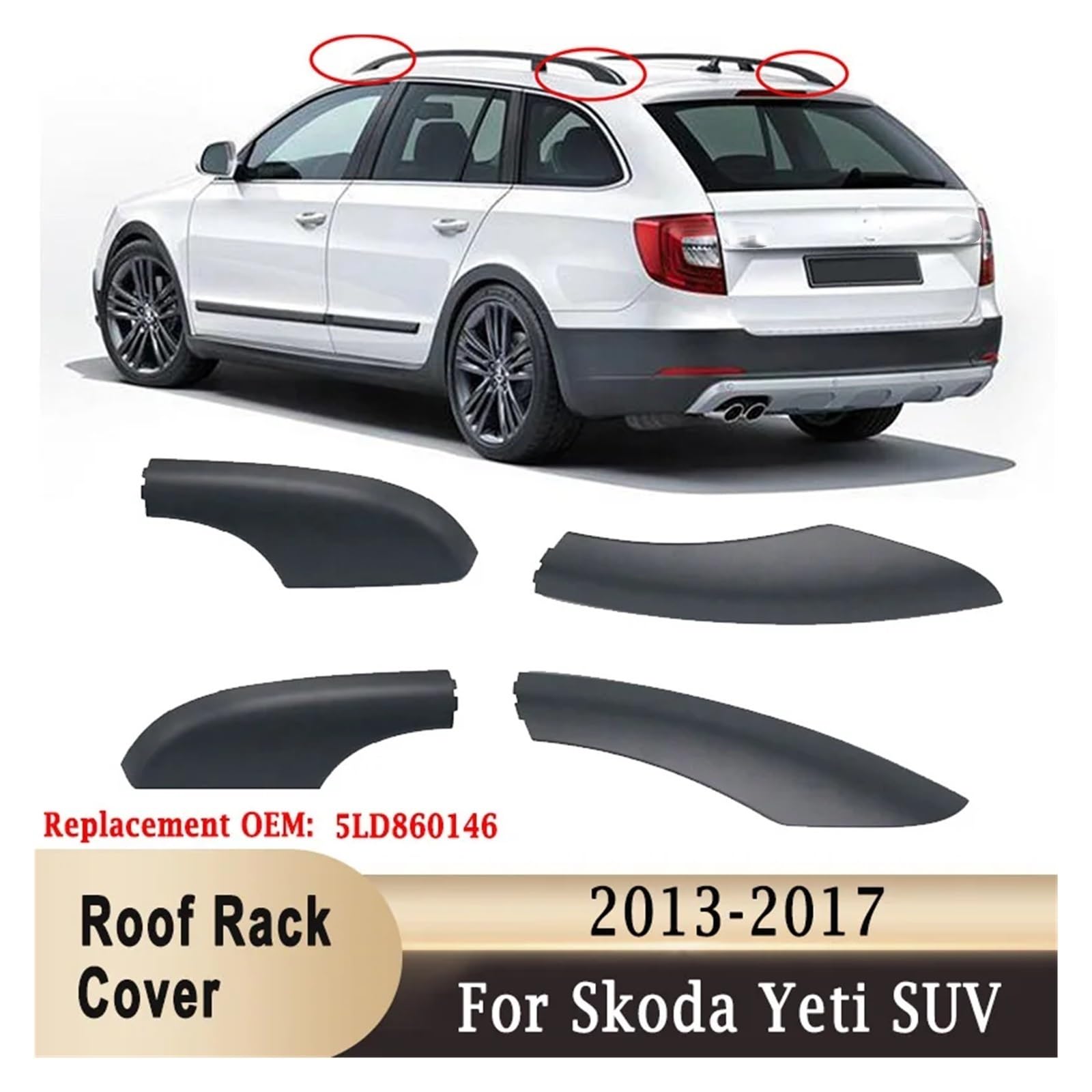 Pokrywa bagażnika dachowego, pasuje do Skody, Yeti SUV 2013-2017, zastępuje OEM 5LD860146, przednią tylną osłonę, plastikową końcową Osłona końcowa bagażnika dachowego(Rear left)
