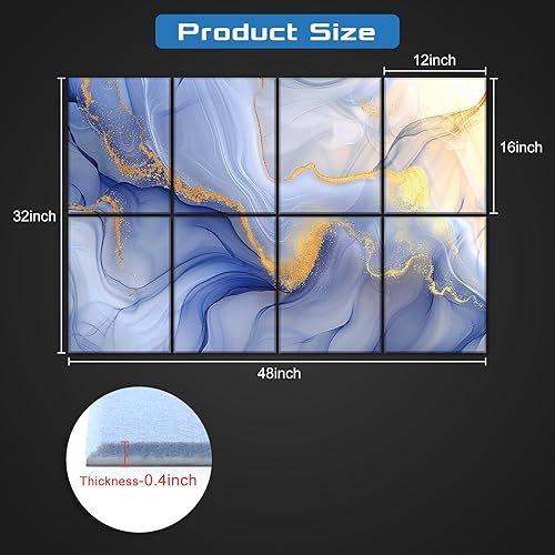 Miniatura 2 de Paquete de 8 paneles acústicos artísticos de espuma a prueba de sonido para paredes, paneles decorativos absorbentes de sonido de 48 x 32 pulgadas