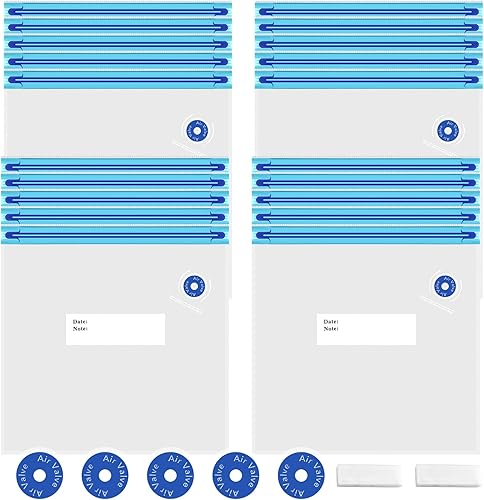 Vista 10 de Bolsas Sous Vide 28 piezas, sin BPA, reutilizables, con válvula de aire, almacenamiento de alimentos de doble capa para cocinar, almacenar alimentos