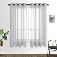Vista 23 de Cortinas traslúcidas terracota de 84 pulgadas de largo para sala de estar y dormitorio, con ojales, estilo bohemio, aireadas, transparentes, de lino