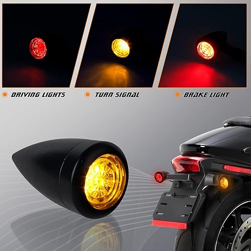 Miniatura 3 de NTHREEAUTO Señales de giro traseras para motocicleta, indicadores LED universales compatibles con Harley Sportster Dyna Iron 883, Honda Shadow,