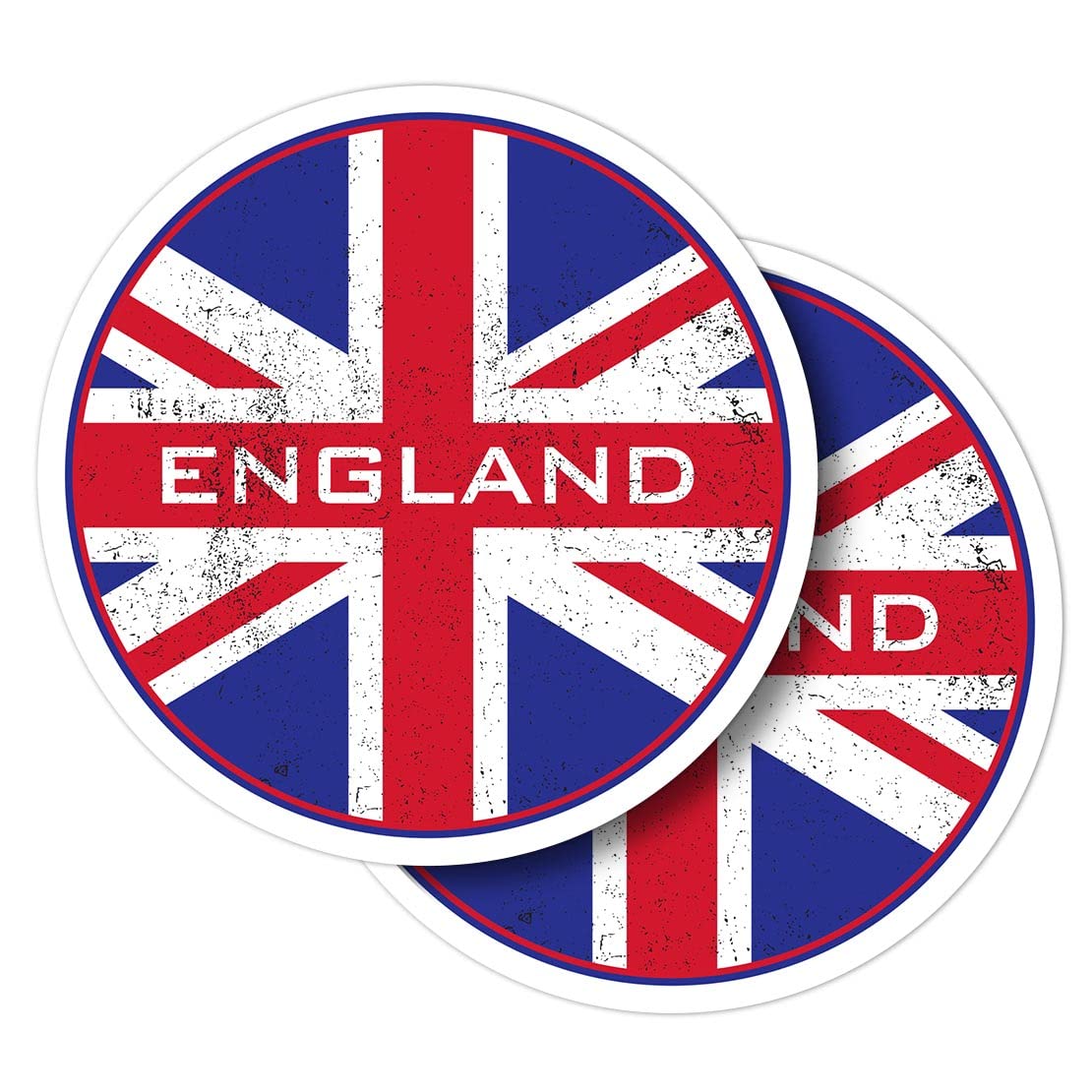 Vinyl-Aufkleber Rund Mit England-Flagge – 10 Cm Durchmesser, 2 Stück – Für Laptop, Kühlschrank, Auto & Mehr