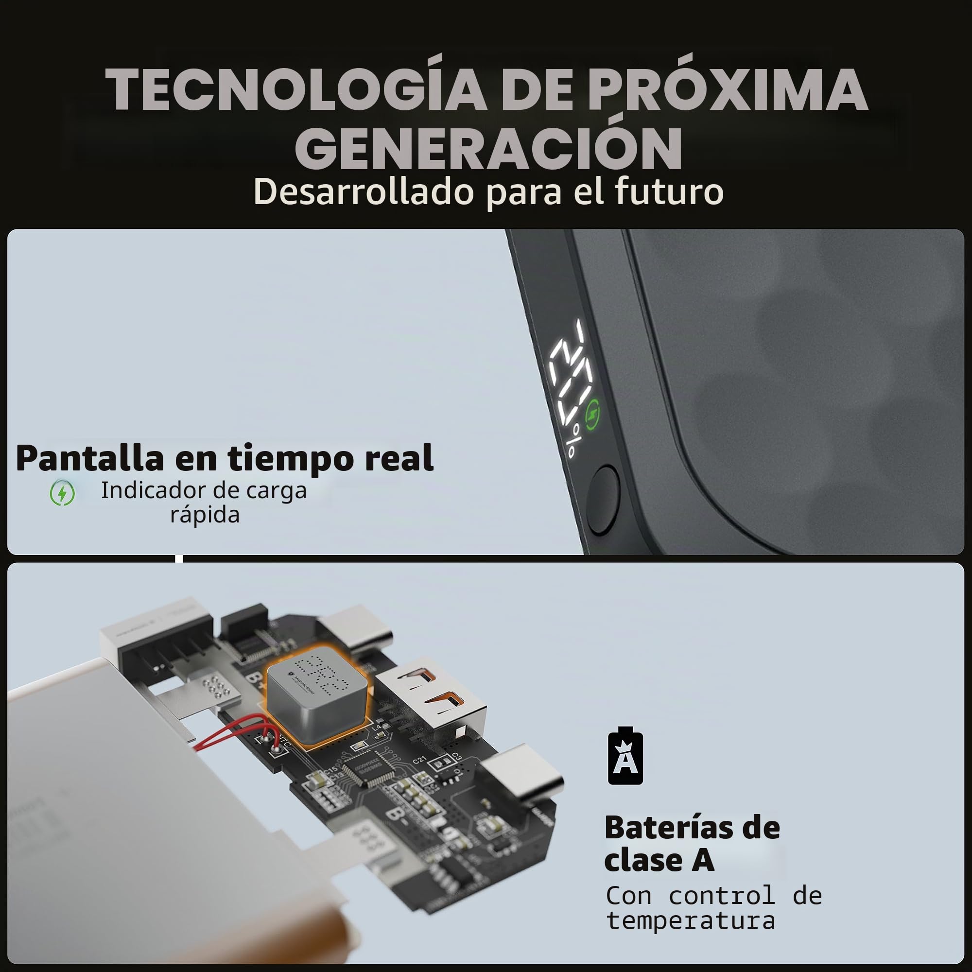 Batería Externa de 20 W, Serie Fuel Bank, 10.000, Color Negro Medianoche
