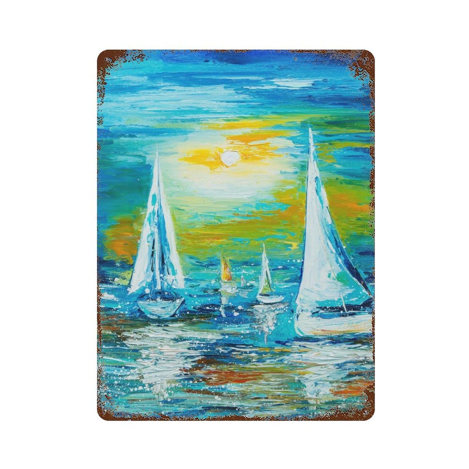 Regatta Rust Effect Tin Sign 15.7"x11.8", Novelty Wall Decor for Garage, Pub Or Kitchen