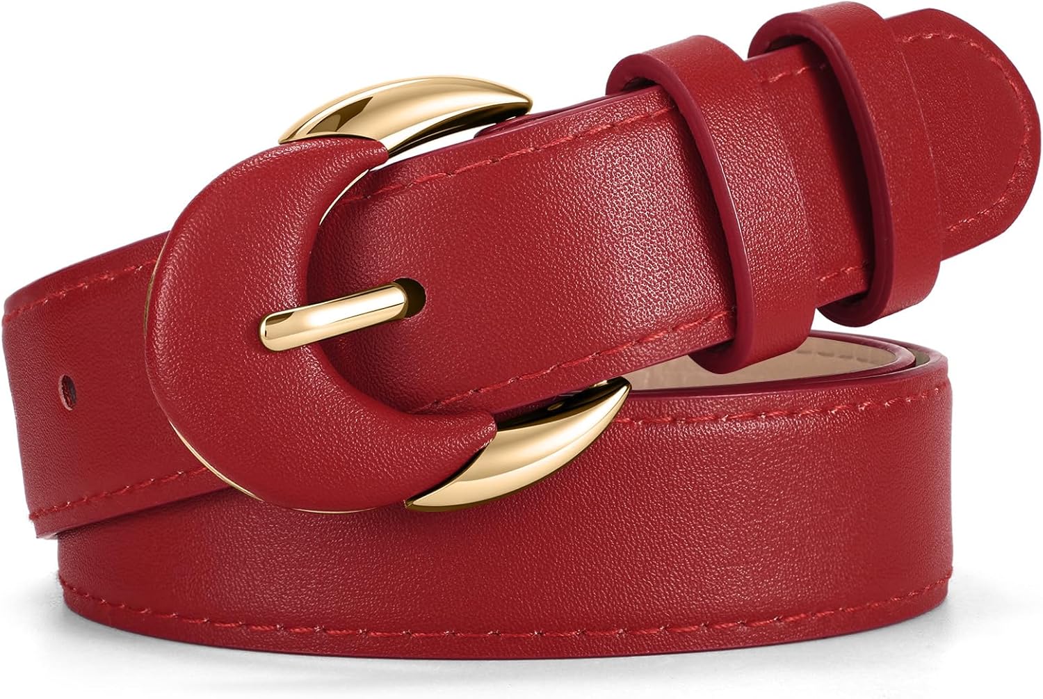 XZQTIVE Women's Leather Belts for Jeans Dress Pants Black Brown Belts for Women Ladies Waist Belts with Gold Buckle