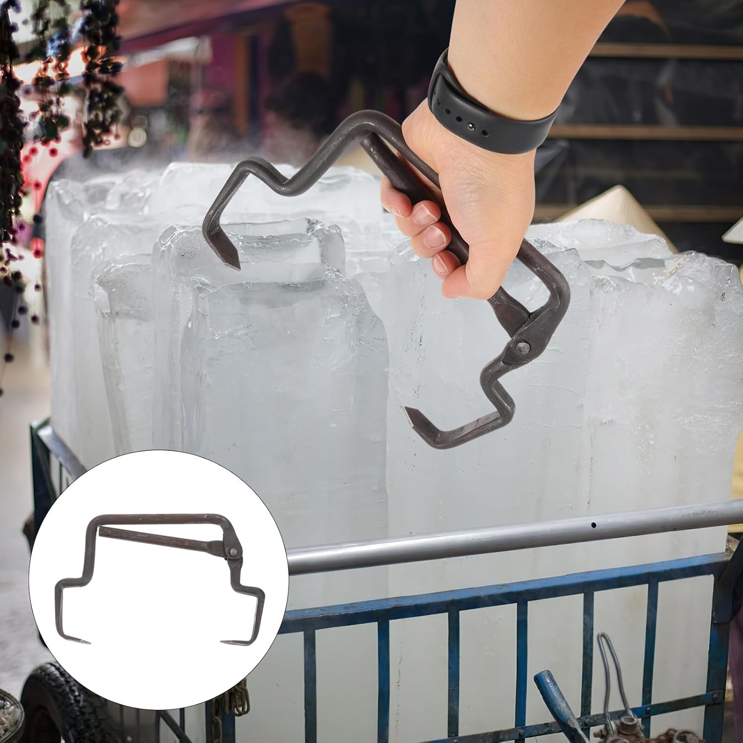 JOEBO Ice Mopping Tool Metal Outdoor Clips Outdoor Tools Ice Tong Large Ice Tongs Ice Blocks Moving Tool Ice Making Tow Bar Ice Shelf Ice Cubes Iron Ice Block Clips