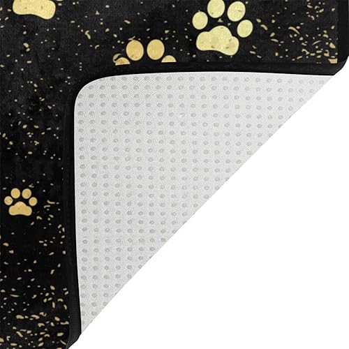 Miniatura 5 de ALAZA Alfombra negra con estampado de patas doradas para sala de estar, dormitorio, alfombra antideslizante para decoración del hogar, 5 pies 3