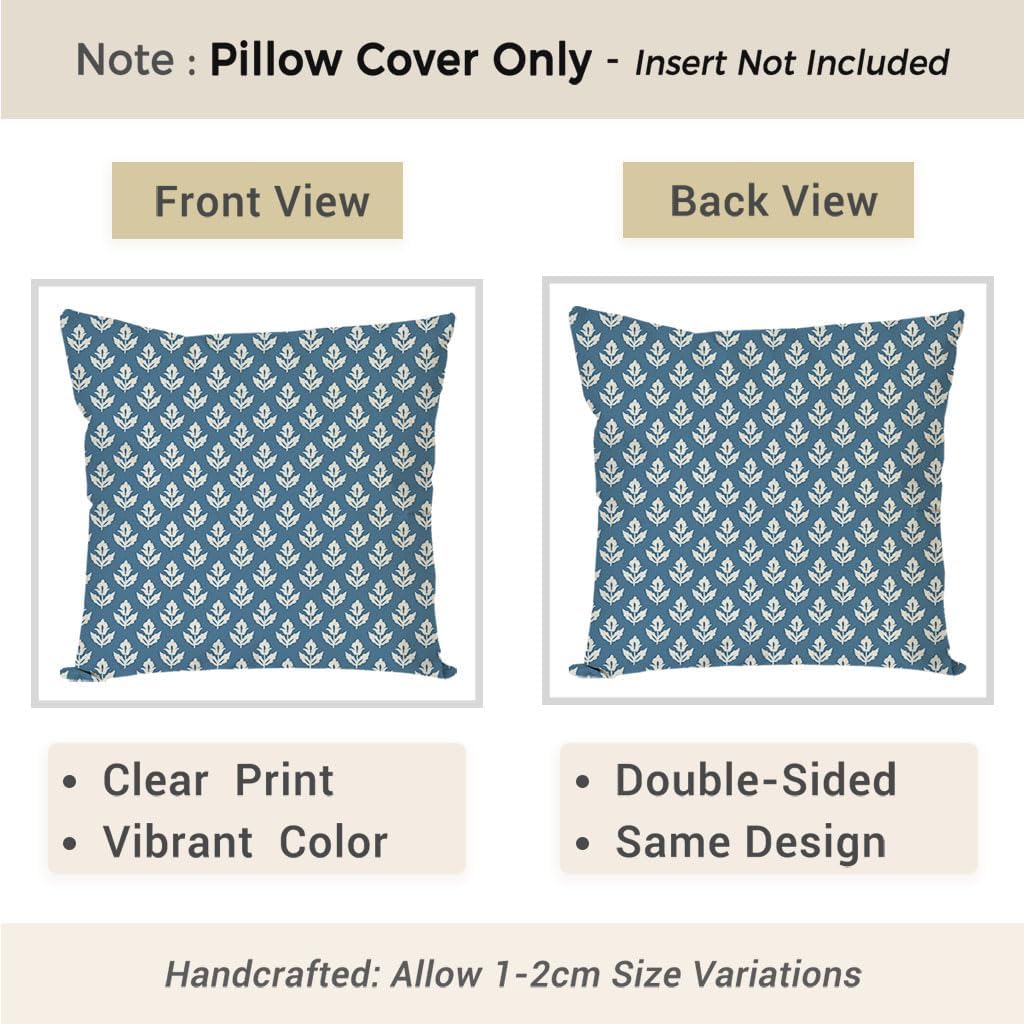 PANDICORN Floral Throw Pillow Covers 18x18 Inch Set of 2 Vintage Blue and White Pattern Flower Boho Outdoor Spring Farmhouse Decorations Decorative Cushion Cases for Home Living Room Couch Decor - Image 2