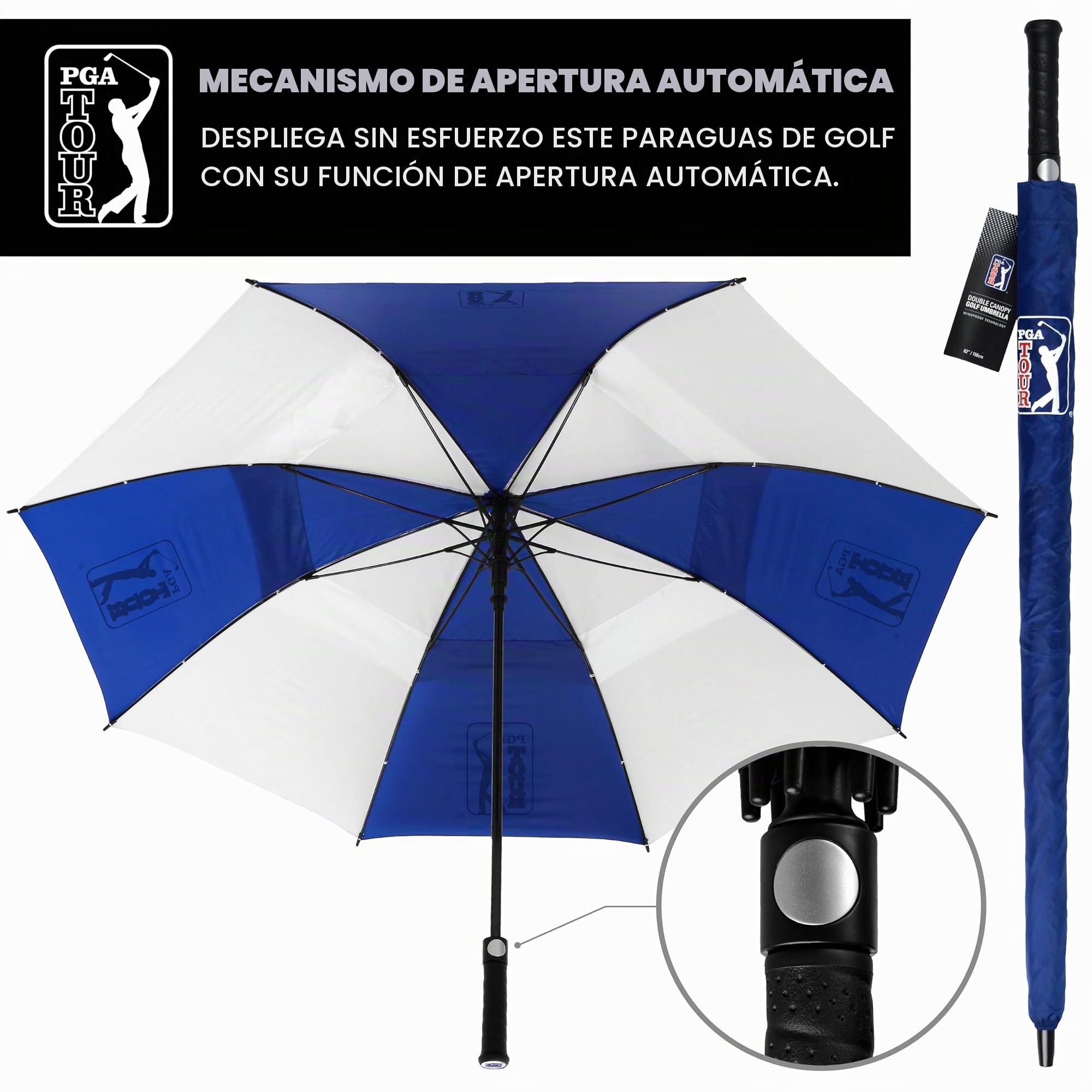 PGA Tour Paraguas resistente al viento golf 1,5 m