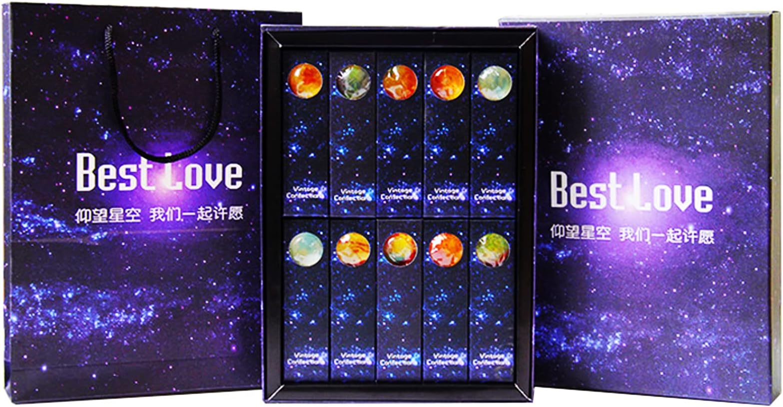Galaxy Lollipops Planet Designs, Space Candy, 10 Count Gift Packaged, Handcrafted, Nut, Gluten & Dairy Free, Very suitable as a gift for Valentine's Day(A)