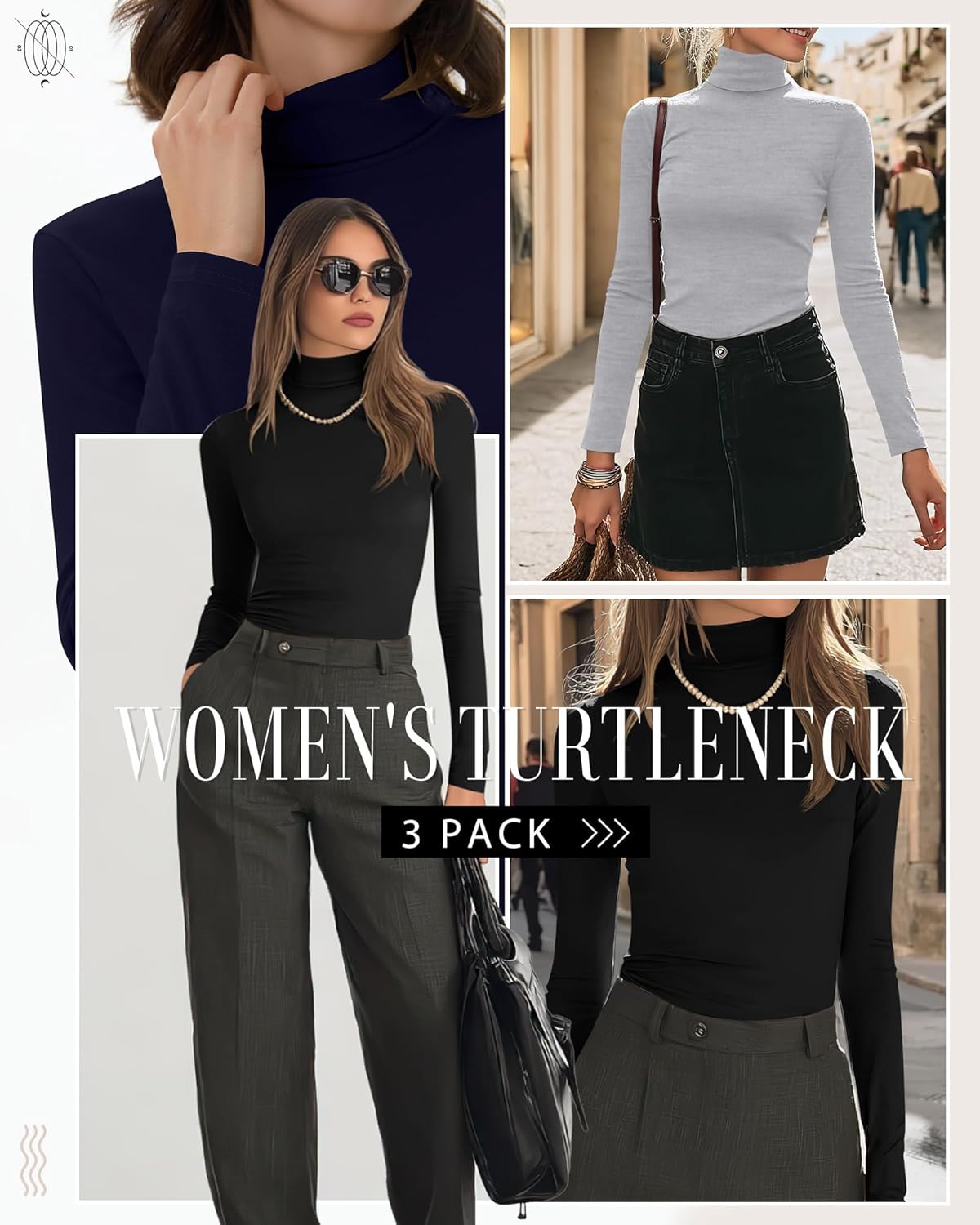 Neer 3 Pack Cotton Women's Turtleneck Long Sleeve Tops Thermal Underwear Base Layer Fall Winter Shirts Sweater - Image 2