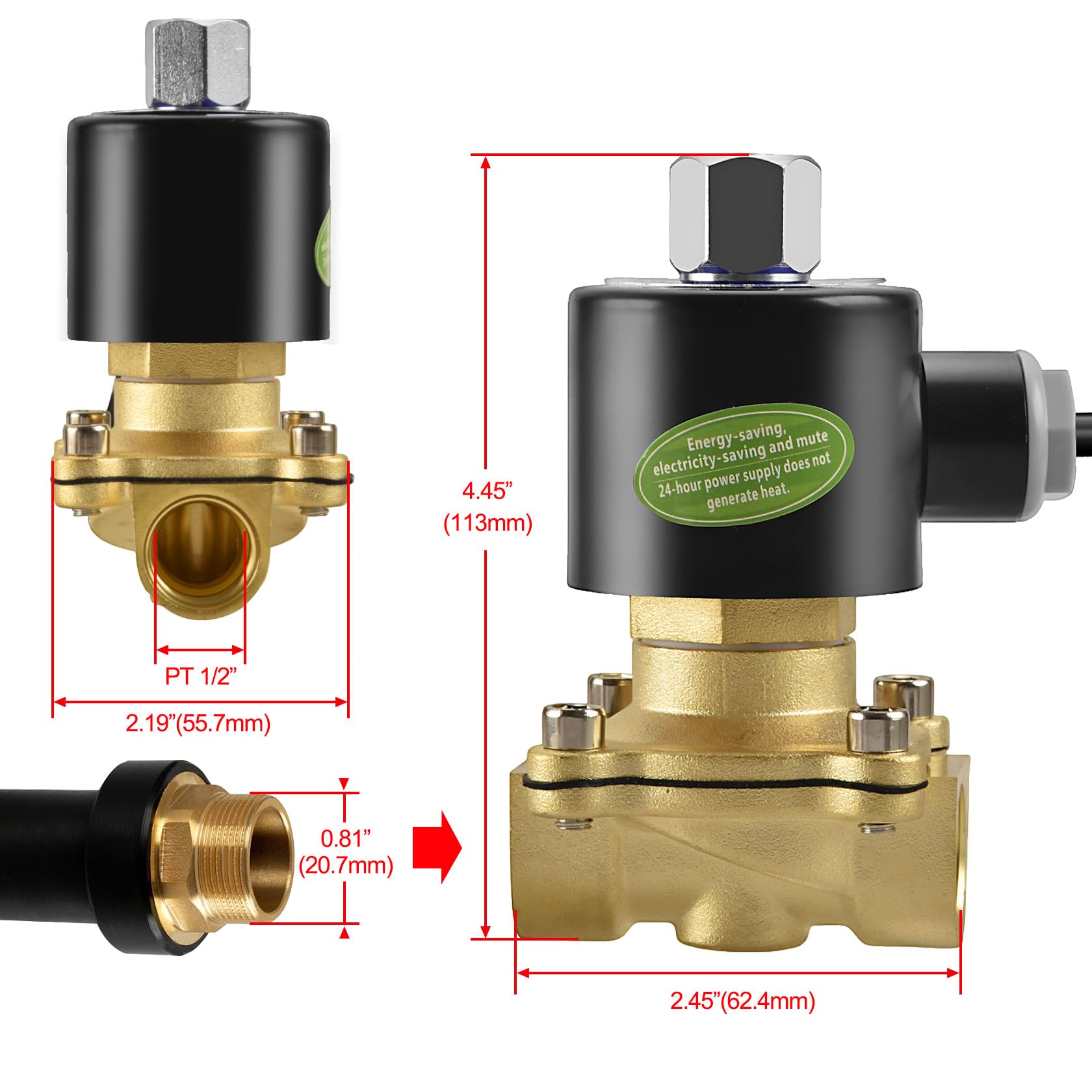 Heschen ottone elettrico elettrovalvola, 2W-160-15KJ, PT1/2'', AC220V, diretto azione acqua aria gas, normalmente aperta, valvola di ricambio