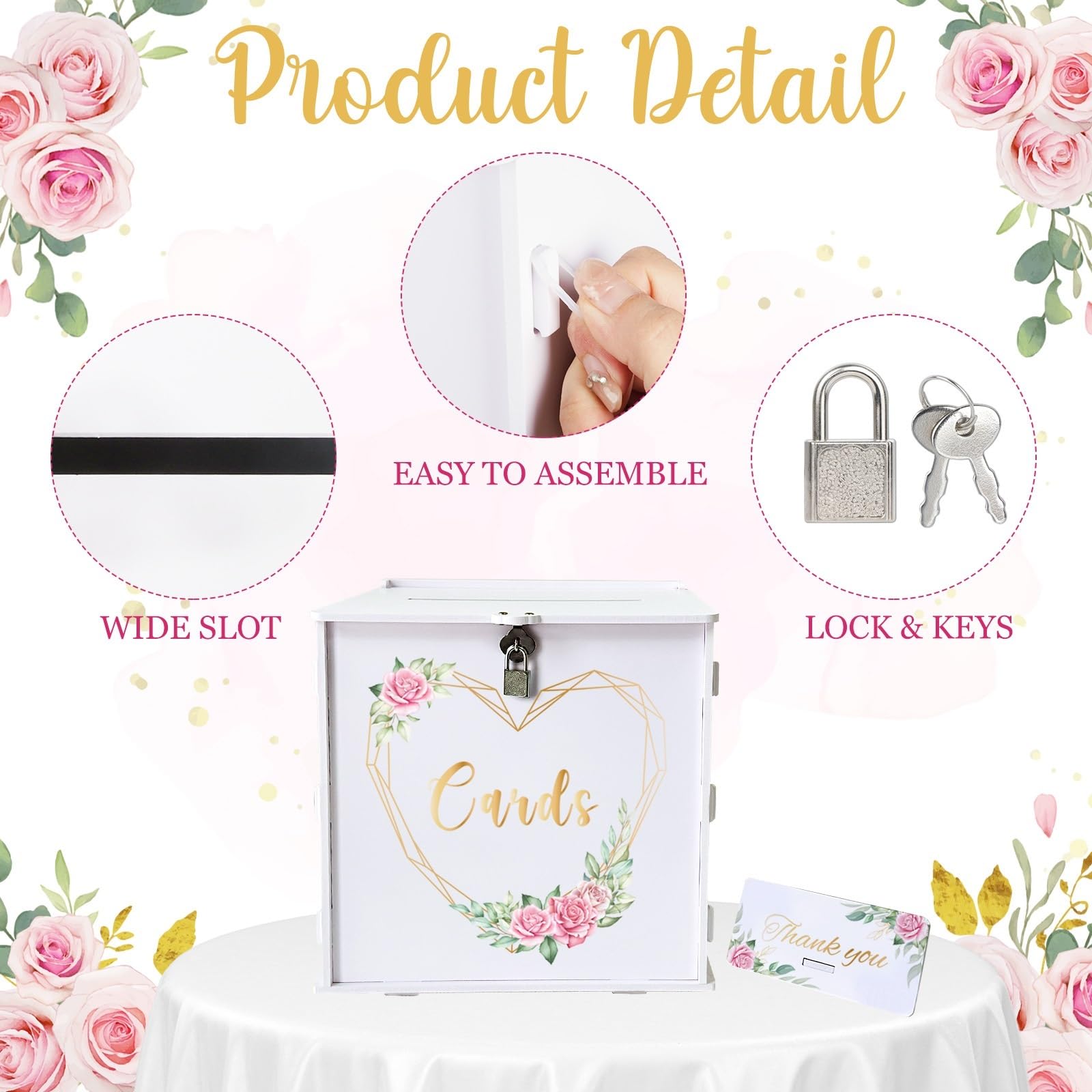 Caja for tarjetas de boda con corona corazón blanca