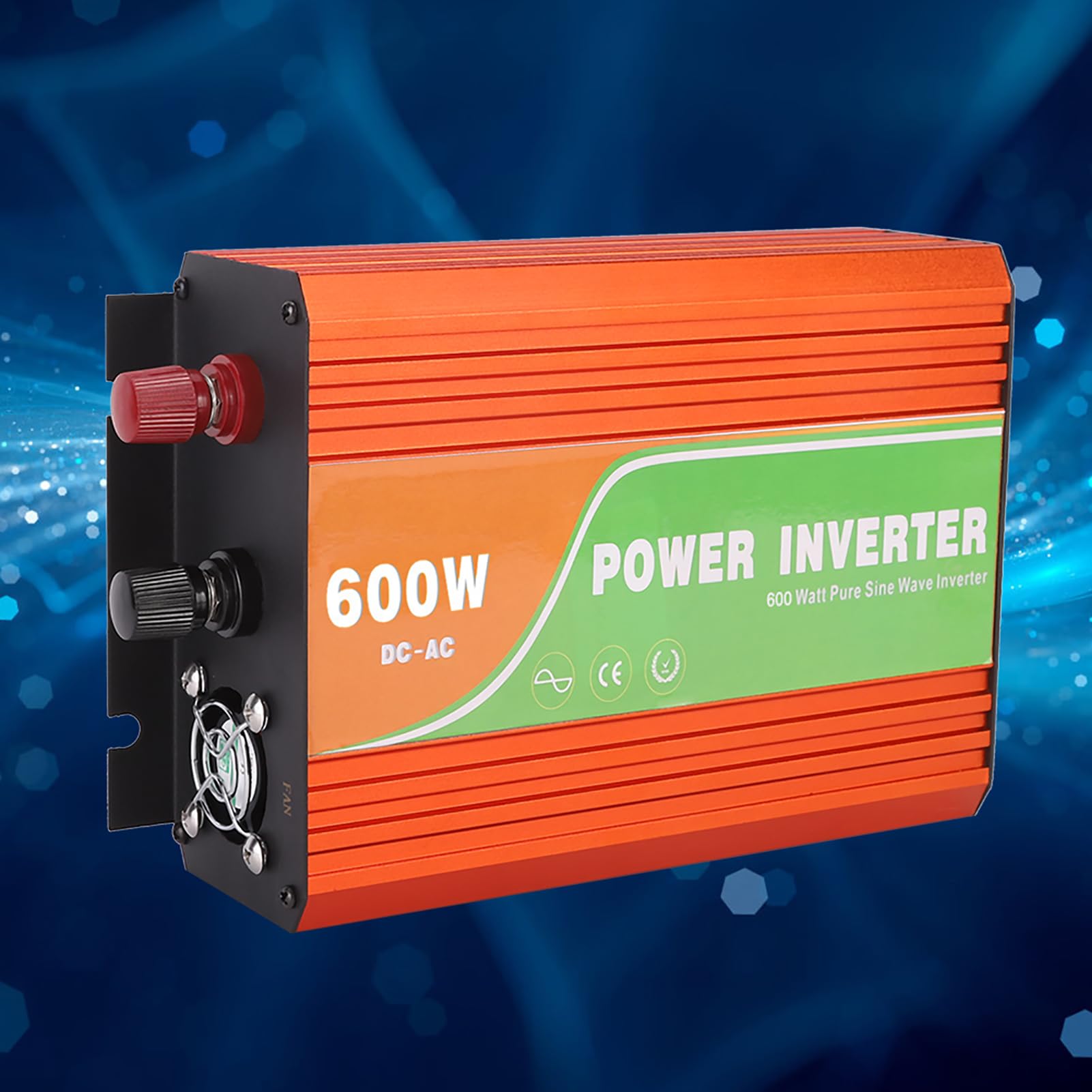 Inverter a Onda Sinusoidale Ad Alta Potenza da 600 W, Silenzioso e Privo di Inquinamento, Ideale per L'uso Domestico Quotidiano, Materiale in Alluminio Resistente, 1 unità (24 V)
