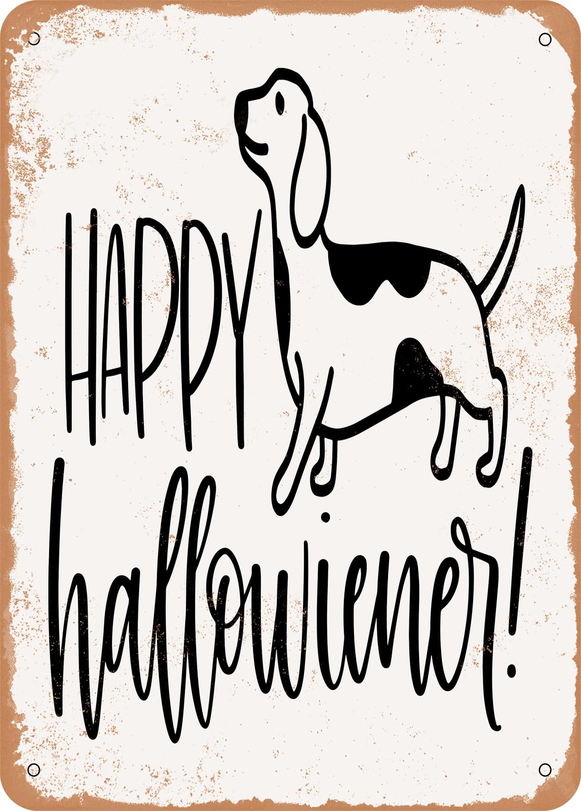 Miaomansenstore Metal Sign - Happy Hallowiener - Vintage Look Home Decor