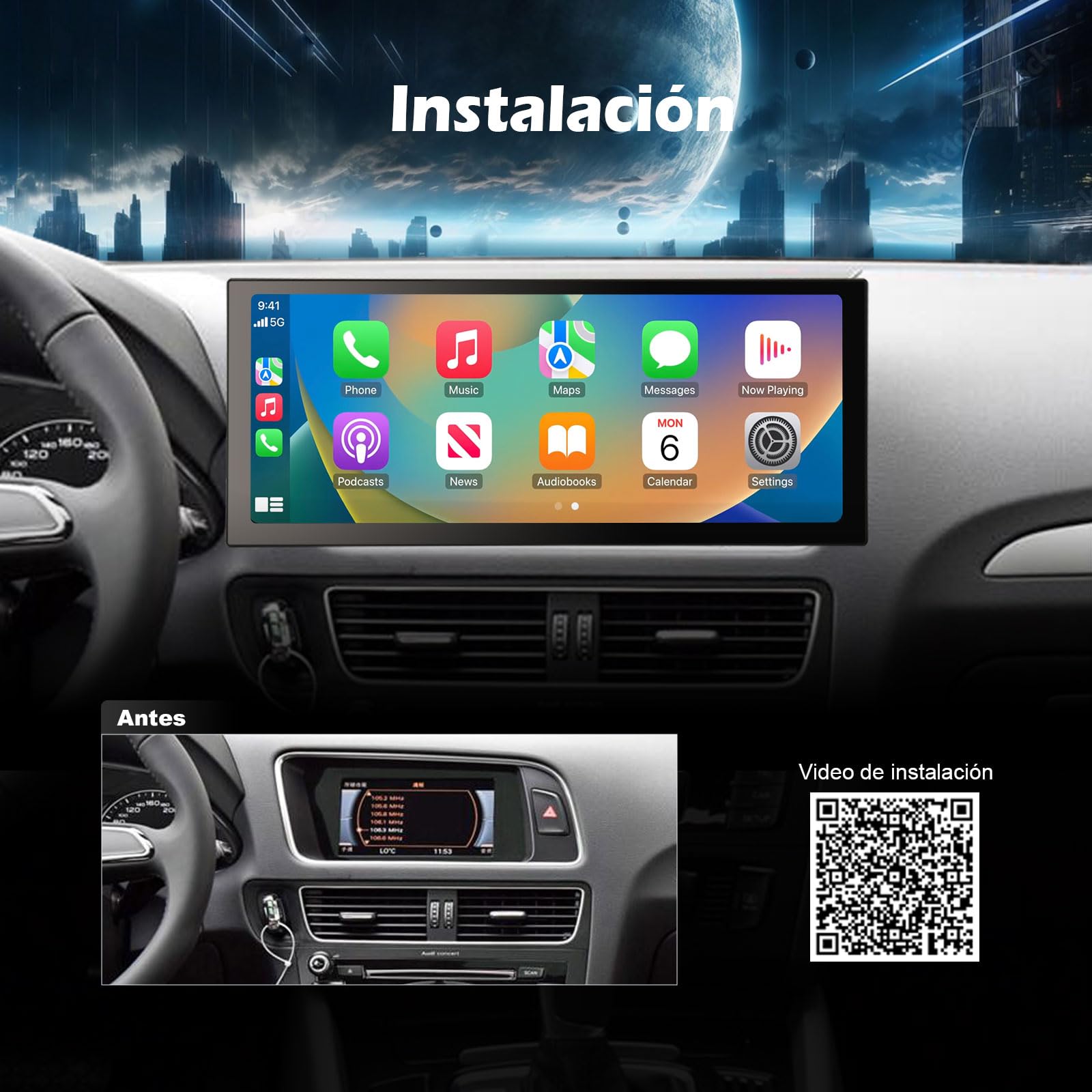 12,3" Android 16 128GB Radio Coche Android Auto & Carplay Audi Q5 2009-2016 | Bluetooth Pantalla Qualcomm 8 Core DSP Bluetooth 5.1 A2DP WiFi Canbus MMI 2G Radio