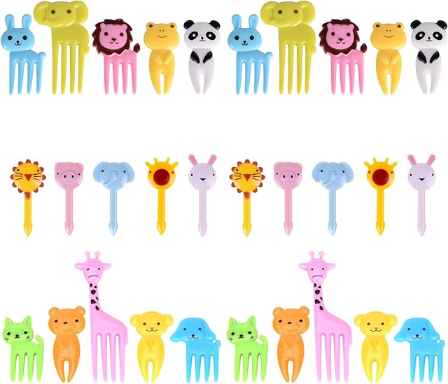 GO Fresh Food Picks for Kids, 30 Pieces Animal Bento Deco Set, Mini Bento Decorations Set for Baby Showers and Kids Parties, Mini Cartoon Toothpick, Bento Lunch Deco