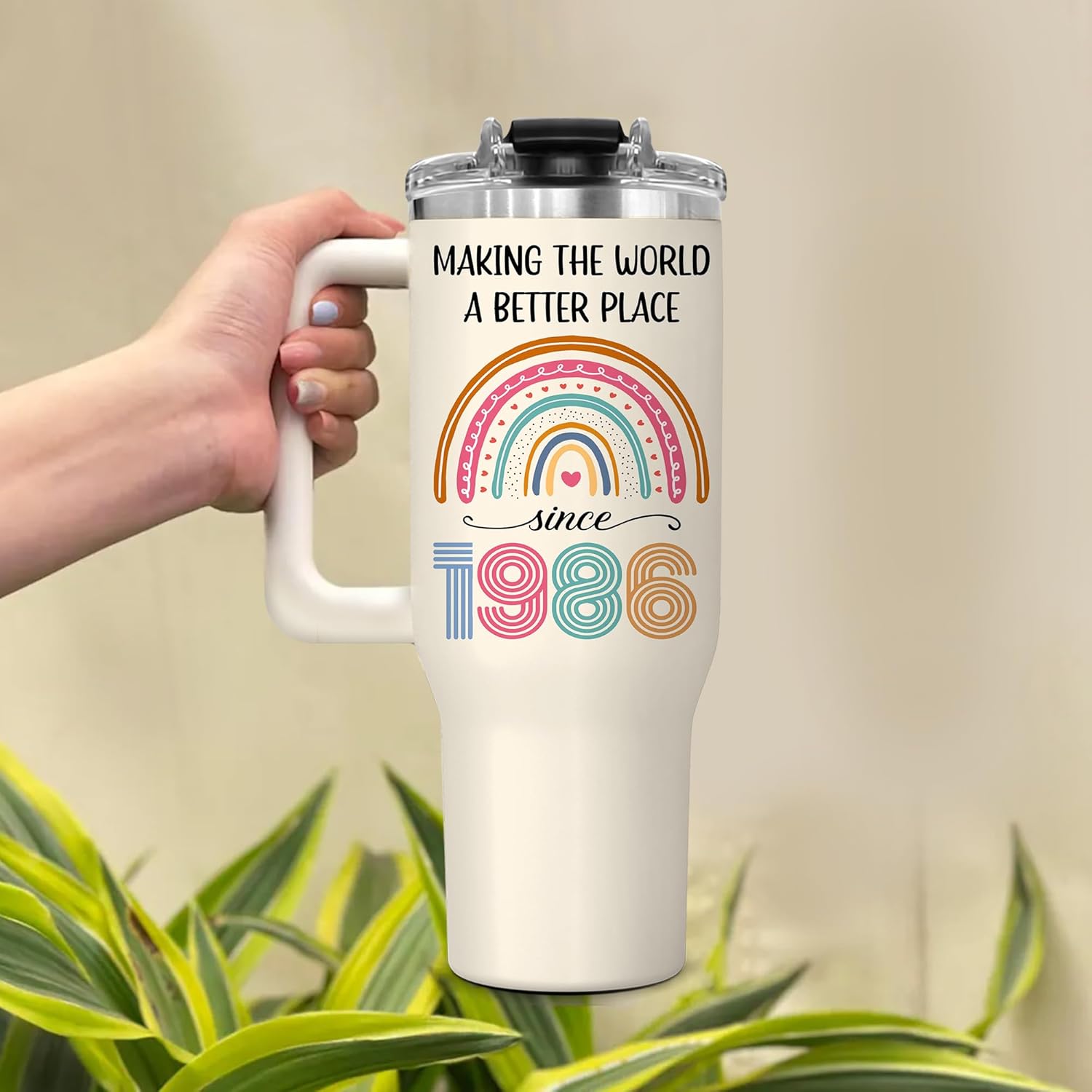 GLAKEUN 40th Birthday Gifts for Women - 40th Birthday Decorations for Her, Woman - 40&Fabulous - 1986 Bday Gifts Cups for Women - 1986 Present Gift for Mom, Wife, Sister - Turning Forty Tumbler 40oz - Image 6