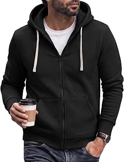 JMIERR Men's Full-Zip Fleece Hoodie Sweatshirt