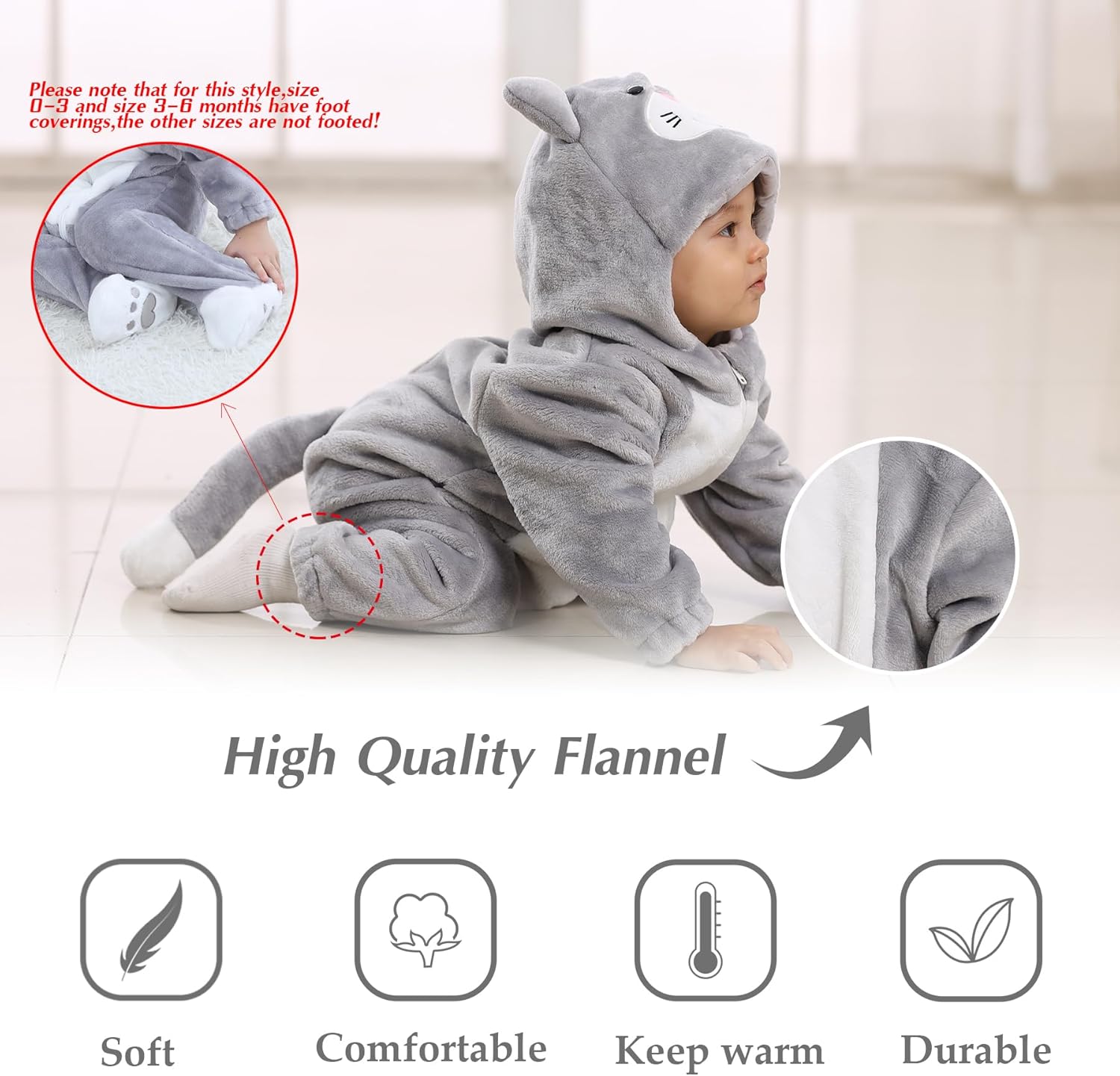 TONWHAR Unisex-Baby Animal Onesie Costume Cartoon Animal Outfit Homewear Kids' One-Piece Rompers - Image 4