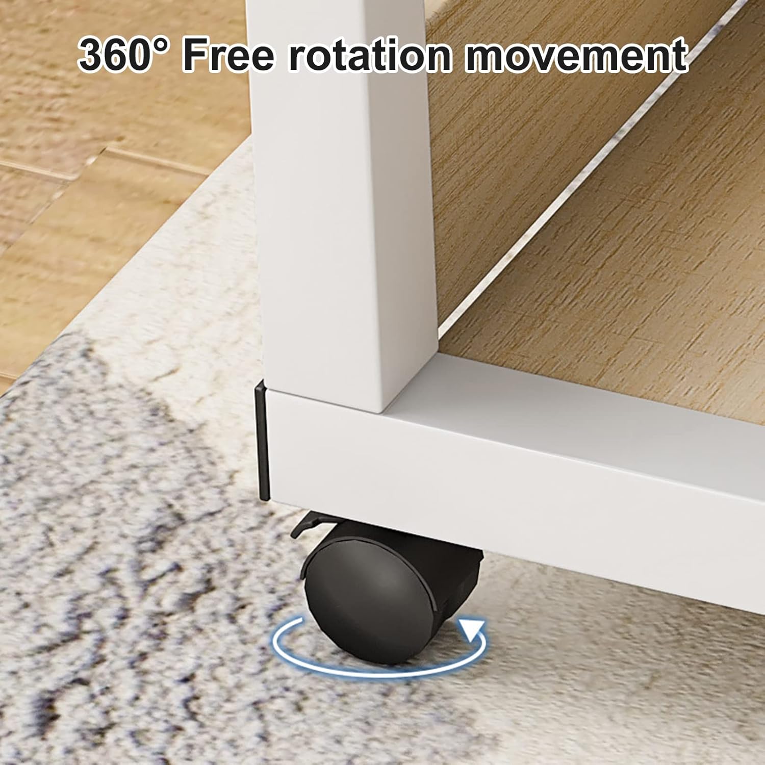 32'' Standing Desk, Stand up Height Adjustable Home Office Table, Manual Stand Up Desk with Storage Shelves Small Mobile Rolling Computer Desk Portable Laptop Table with Wheels Beige