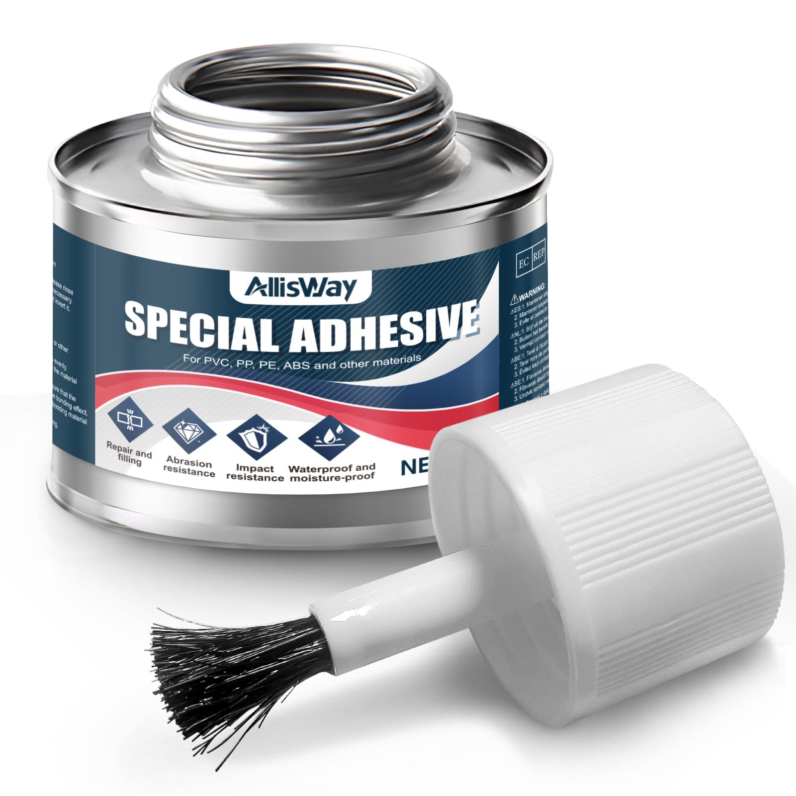 AllisWay Dinghy Adhesive, PVC Adhesive, Waterproof, PVC Glue Inflatable Boat, PVC Adhesive Sup Board with Brush for Repairing and Gluing Inflatable Mattresses, Pool Boats, Paddleboards, etc