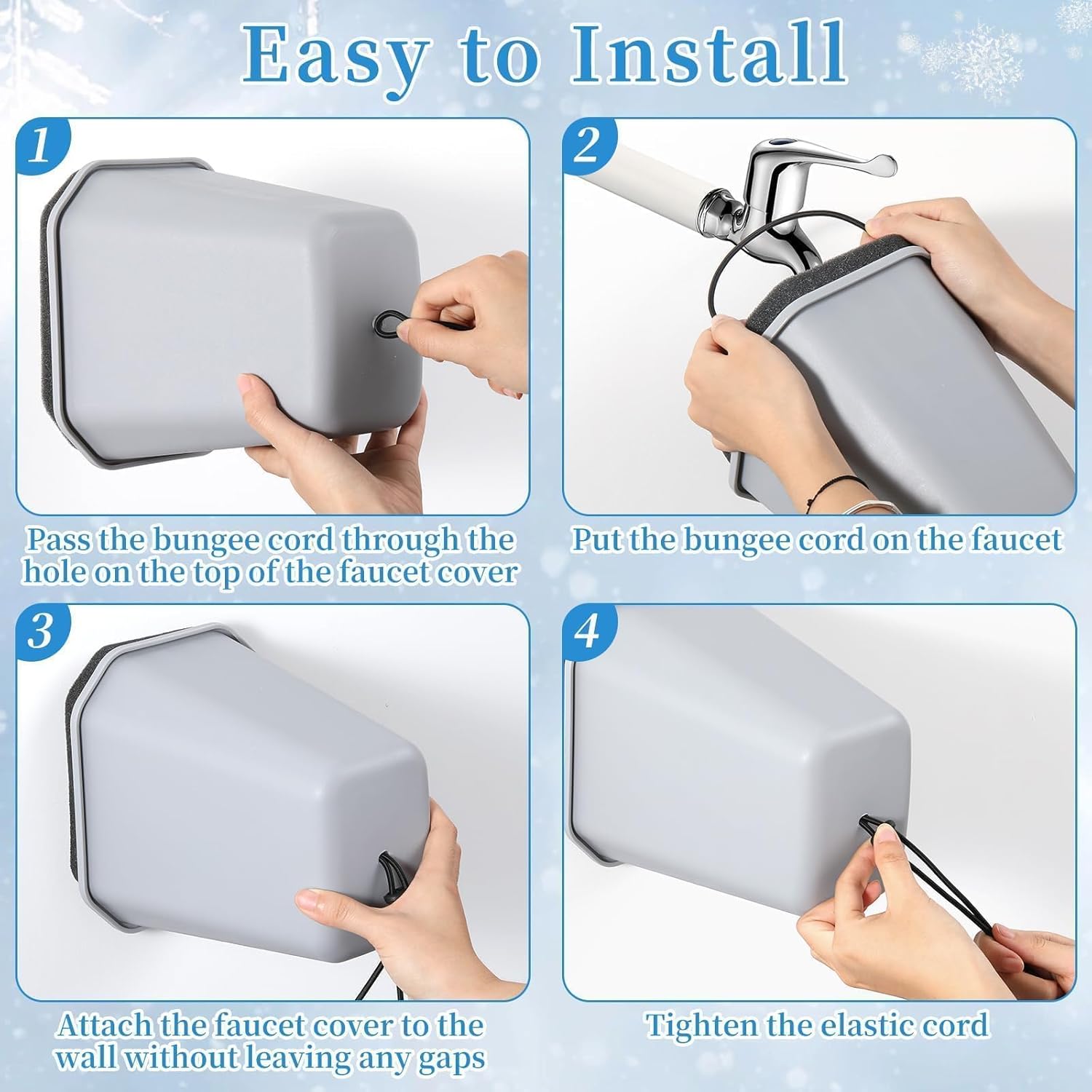 2 Pack 2026 Upgrade Extra Large Outdoor Faucet Cover for Winter Freeze Protection 8.5x7x5.5in Thick Plastic Foam Hose Bib Spigot Cover Winter Insulated with Reflective Strips (Gray)