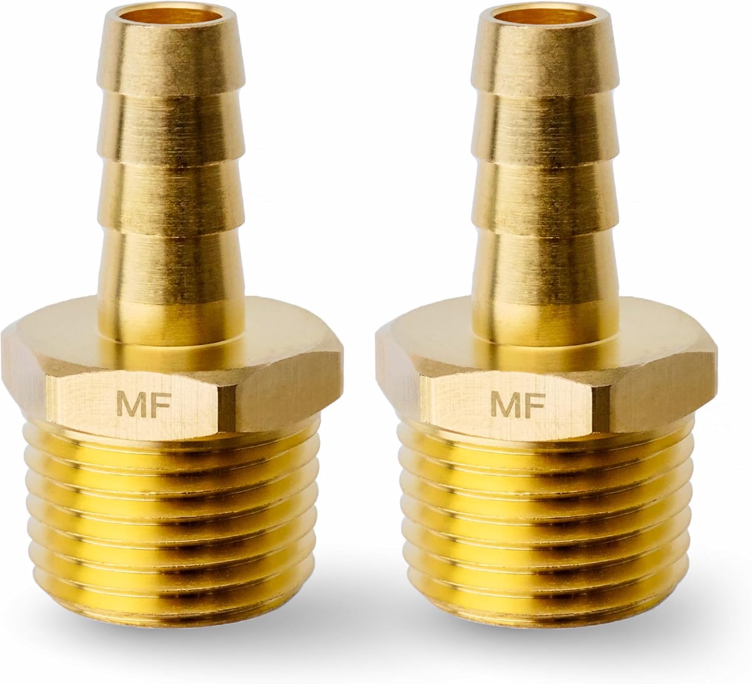 Brass 1/2" Male NPT to 3/8" Hose ID Barb Barbed Fitting Adaptor Connector (Pack of 2)