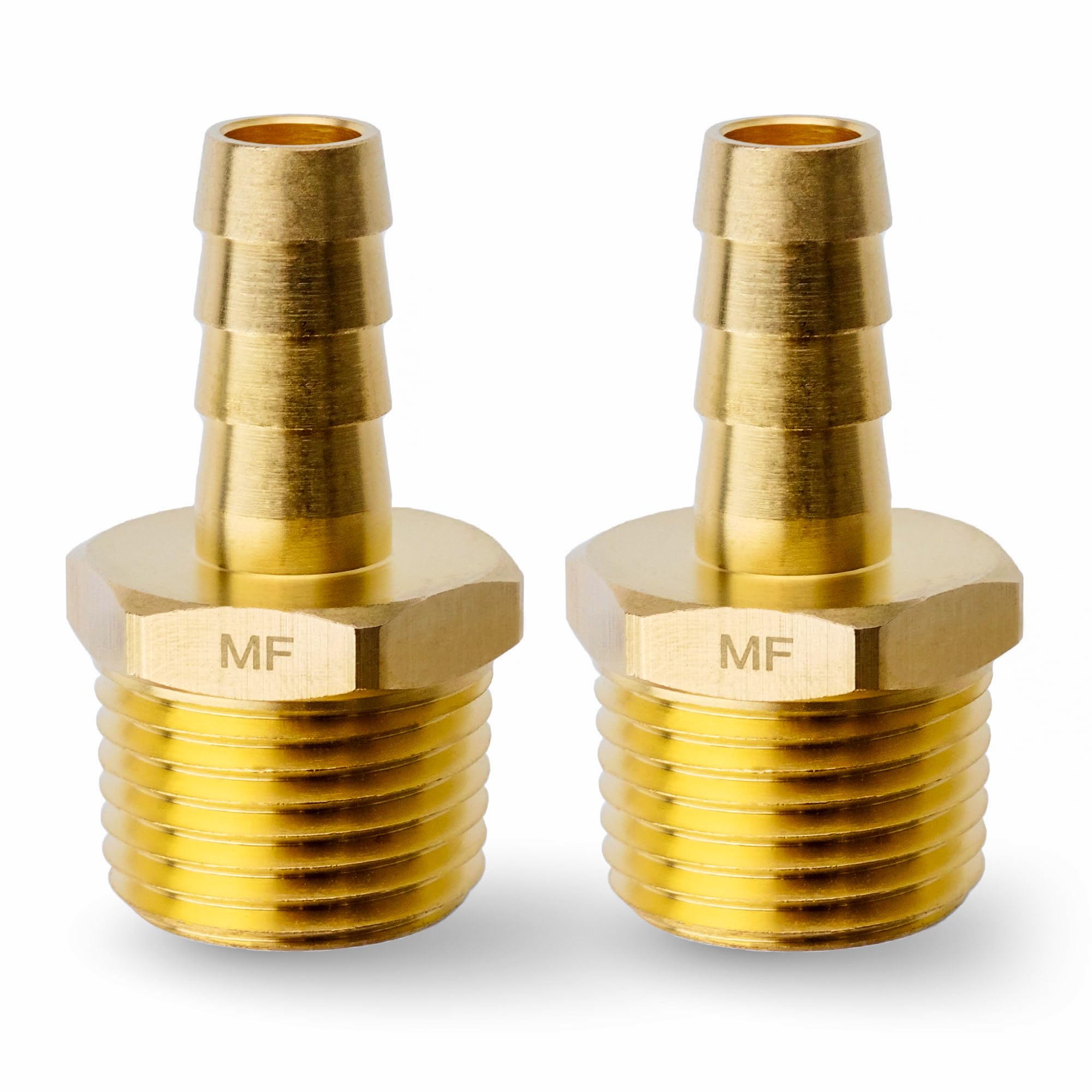 MAACFLOW Brass 1/2" Male NPT to 3/8" Hose ID Barb Barbed Fitting Adaptor Connector (Pack of 2)