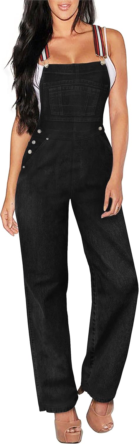 Womens stretch denim jumpsuit overalls
