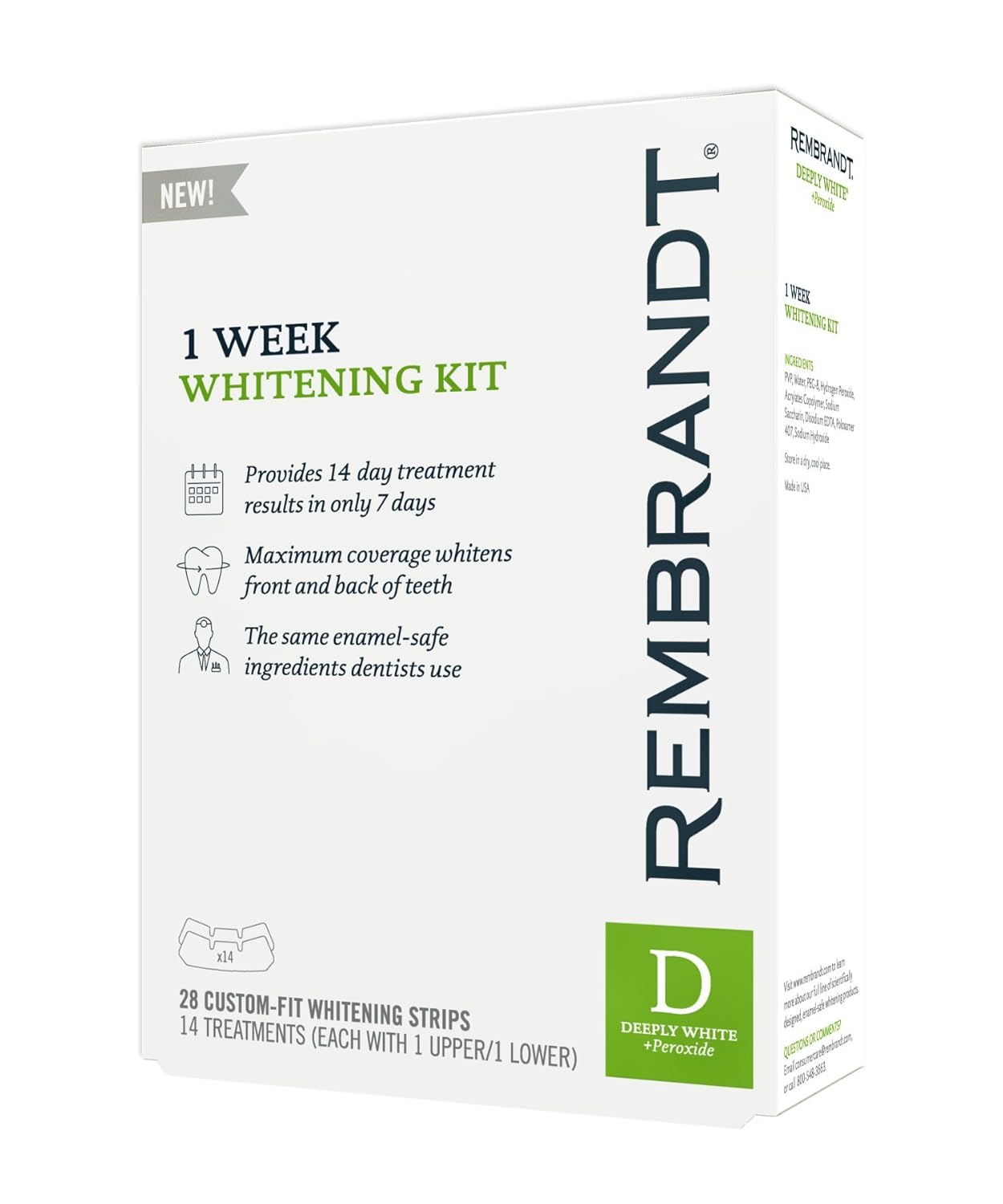 REMBRANDT 1 Week Teeth Whitening Kit, 14 Treatments, 28 Count : Beauty & Personal Care
