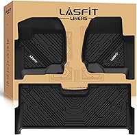 LASFIT Floor Mats for Ford F-250 F-350 F-450 Super Duty 2017-2026 Crew Cab - Custom TPE All-Weather Liners, 1st & 2nd Row, No-Slip Protection