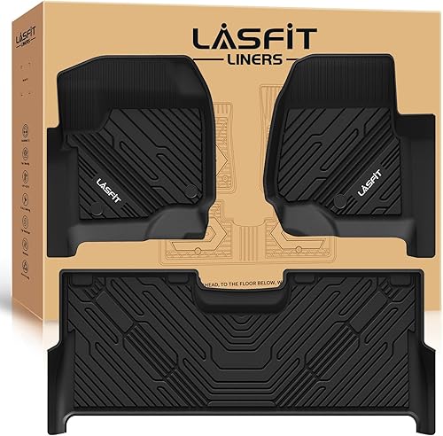 LASFIT Alfombrillas para Ford F250 F350 F450 2017-2026 Crew Cab asiento delantero de cubeta  Trasero con alfombra de almacenamiento plegable plana,