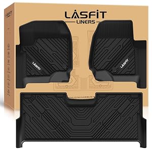 LASFIT Floor Mats for Ford F250 F350 F450 2017-2026 Crew Cab Front Bucket Seat Rear W Fold-Flat Storage