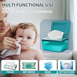 Whiidoom Wipes Dispenser, One-Handed Operation Wipe Holder for Baby & Adult, Seal-Designed Wipes Container for Bathroom Keep Diaper Wipes Fresh (2 Pack Green)