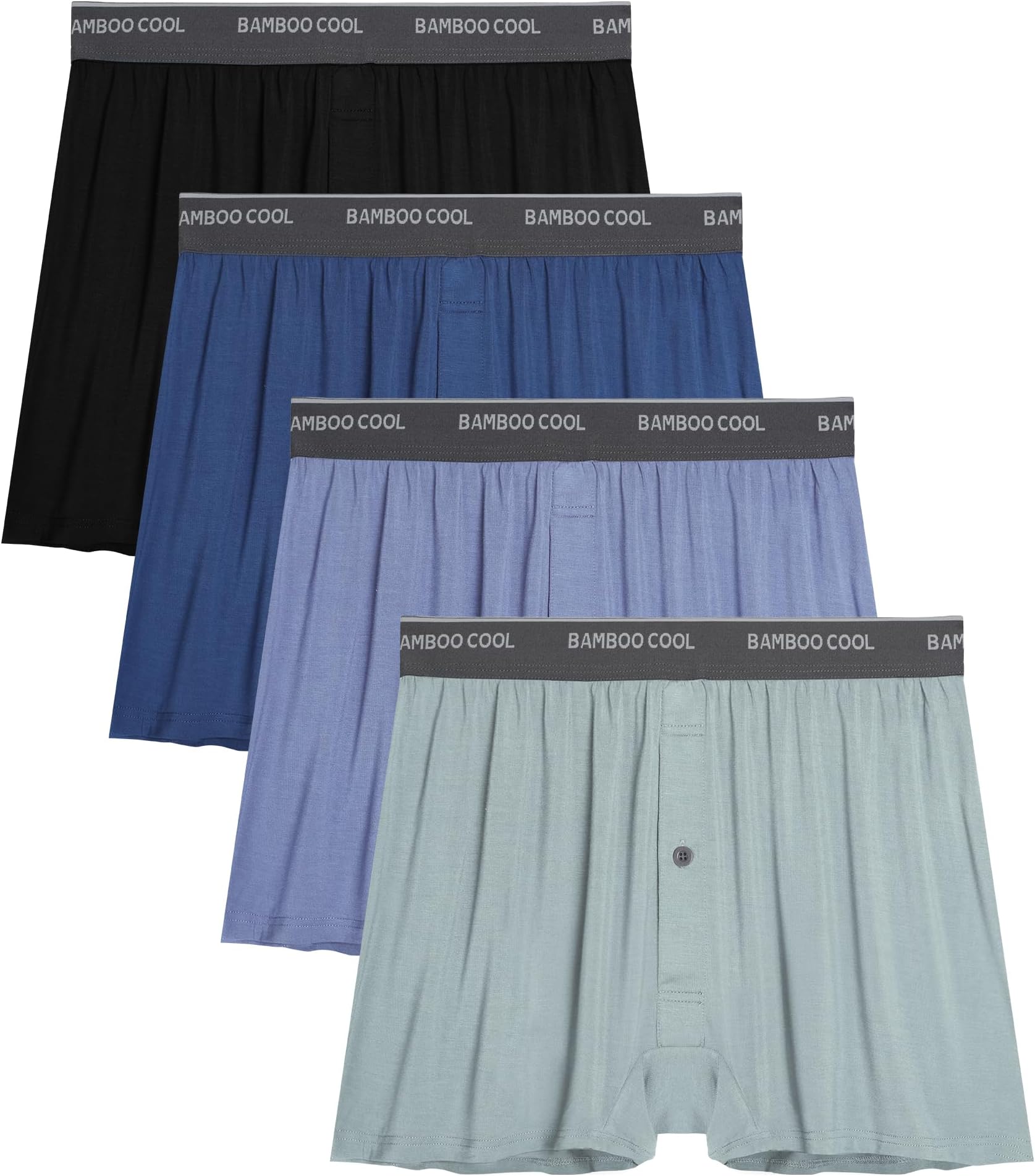- BAMBOO COOL Men's Underwear Boxer Shorts,Breathable knit Boxers,Stretch and Relaxed Fit 4 Pack