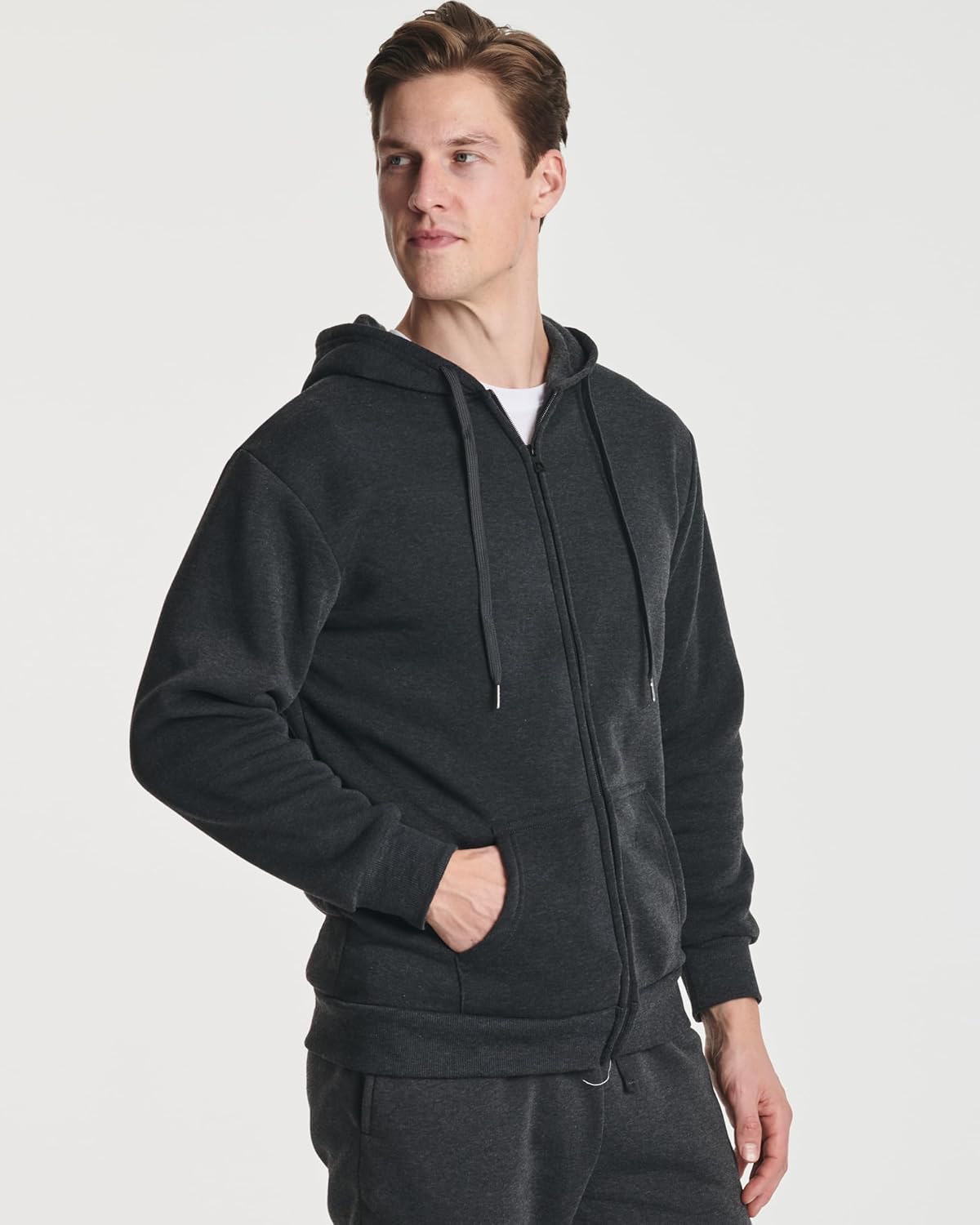Real Essentials 3 Pack: Mens Fleece Long Sleeve Full Zip Hoodie - Athletic Sweatshirt Jacket (Available in Big & Tall) - Image 2