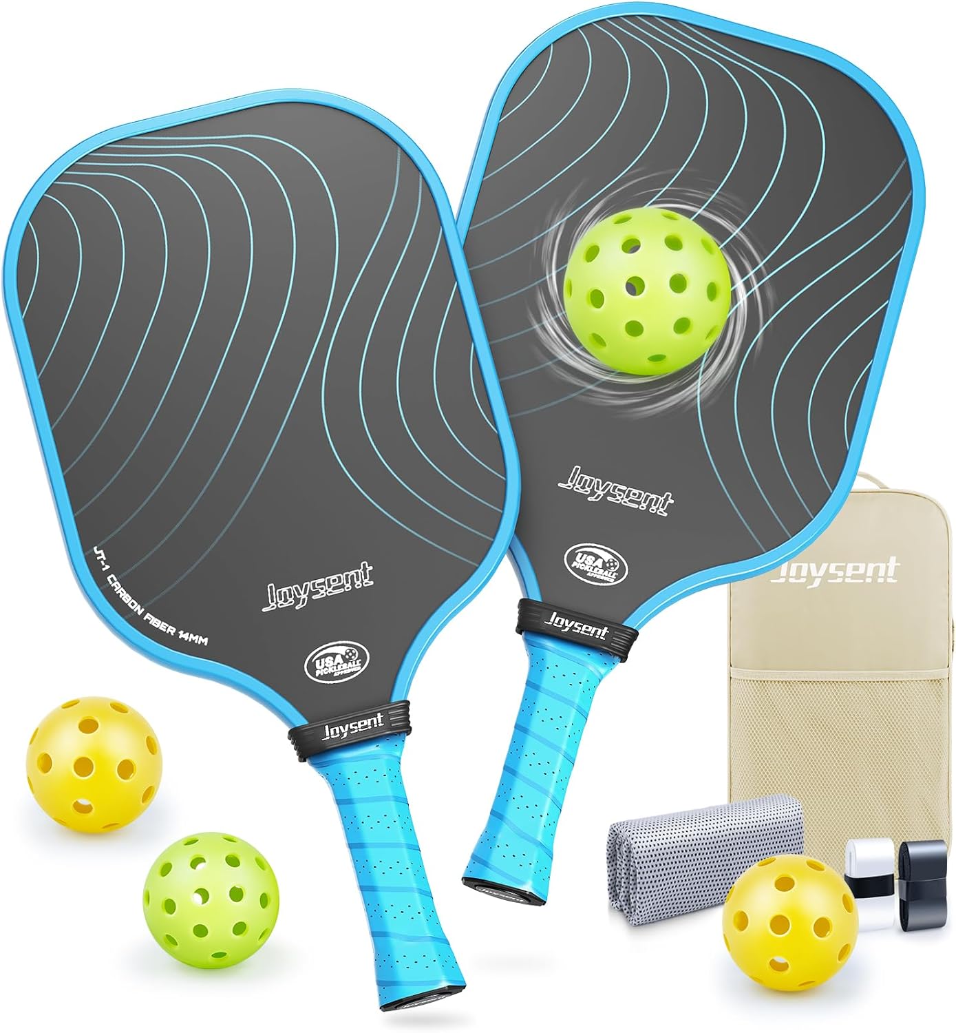 JOYSENT USAPA Approved Pickleball Paddles (Set of 2), T300 Textured Carbon Fiber for Enhanced Power & Spin, Ideal pro Training Equipment & Sports Gifts for Men and Women