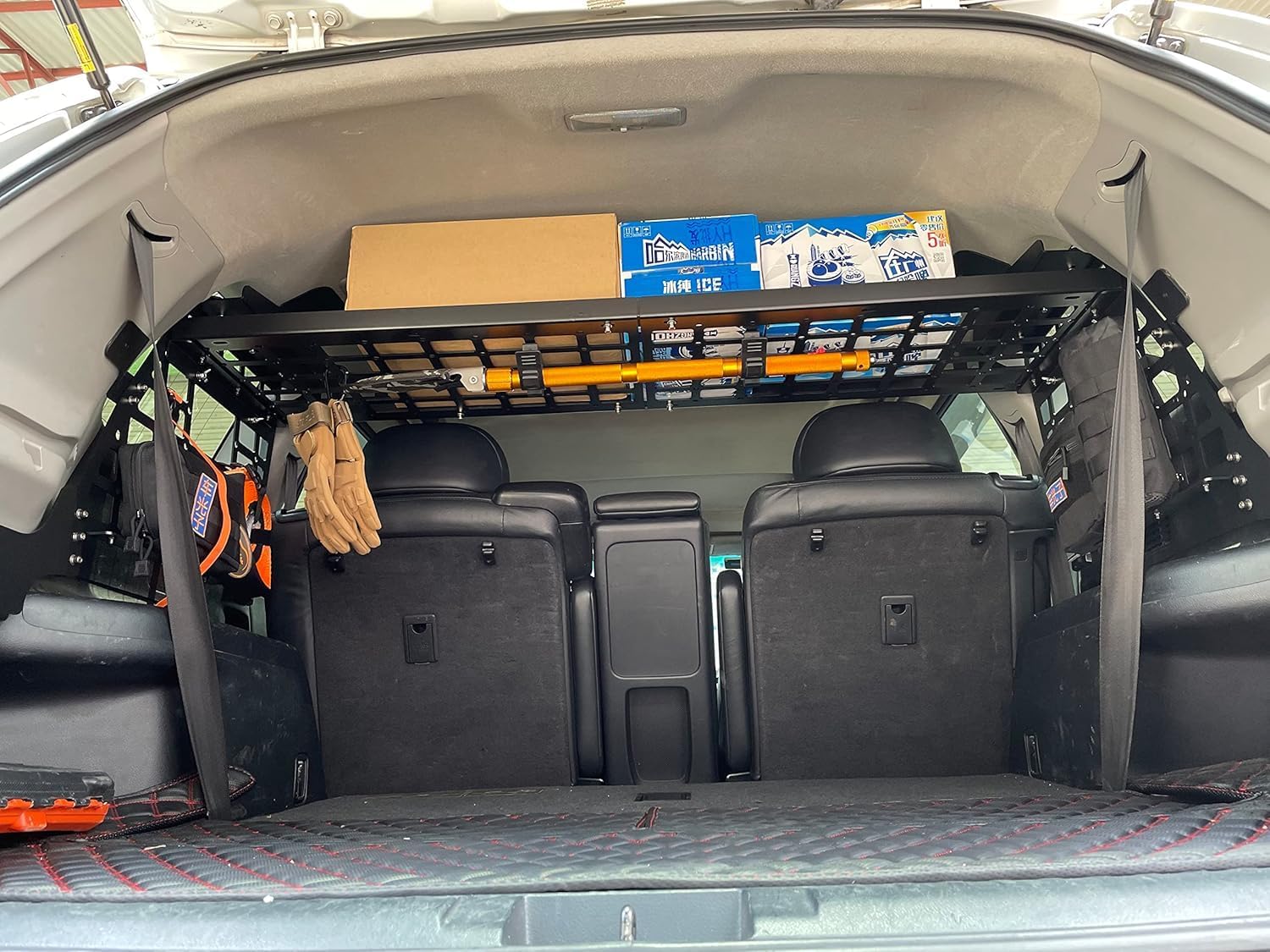 ITrims Car Trunk Organizer for Toyota Highlander 2008 2009 2010 2011 2012 2013 Modular Storage Molle Panel Shelf Trunk Luggage Carrier Car Interior Accessories Aluminum Alloy(Middle Shelf)