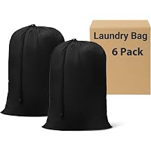 ZPECC Bulk Travel Laundry Bag,Extra Large Heavy Duty Laundry Bags 6 Pack,Washable Dirty Clothes Organizer for Commercial College Dorm Hotel Camping and Home Storage 30x40Black