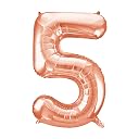 Rose Gold Number 9 Shaped Foil Balloons - 34" (Pack Of 5) - Premium Quality Party Decorations For Birthdays, Anniversaries & Special Celebrations gallery image