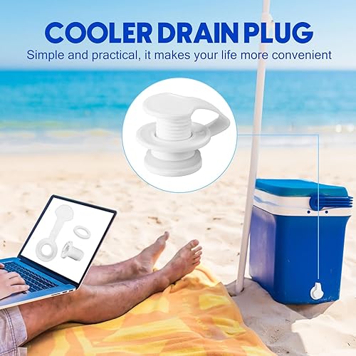 3 juegos de tapón de drenaje enfriador de repuesto de enchufe de triple presión para enfriadores de 1.14 pulgadas/1.1 in de longitud del eje, blanco