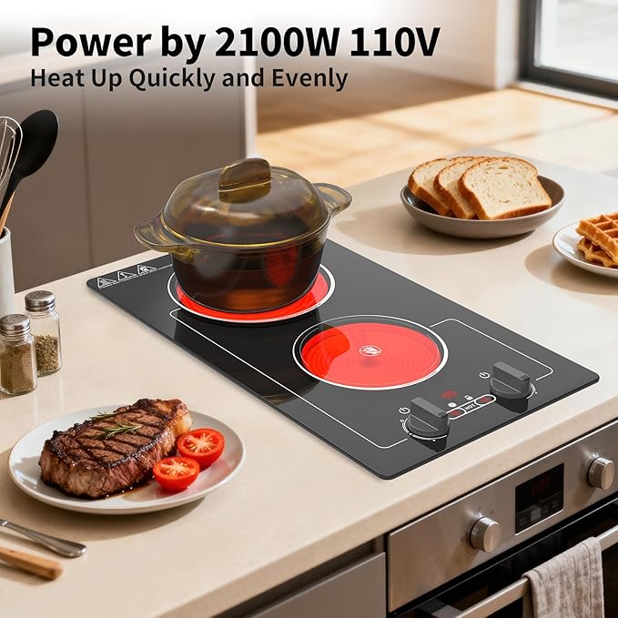 Estufa Vitrocerámica 2 Puestos 20 Pulgadas Empotrable 110V miniatura 8