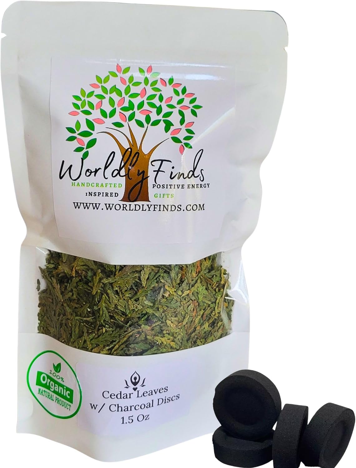 White Sage Clusters Loose Leaves with Charcoal Discs for Easy Burning, Smudging, Energy Cleansing, 100% Pure Organic & Sustainable (1 Lb, White Sage Leaves)