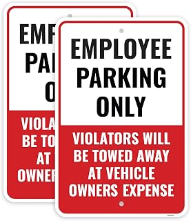 2PC Employee Parking Sign, 18 x 12 Inches - Aluminum - Staff Parking Only Sign