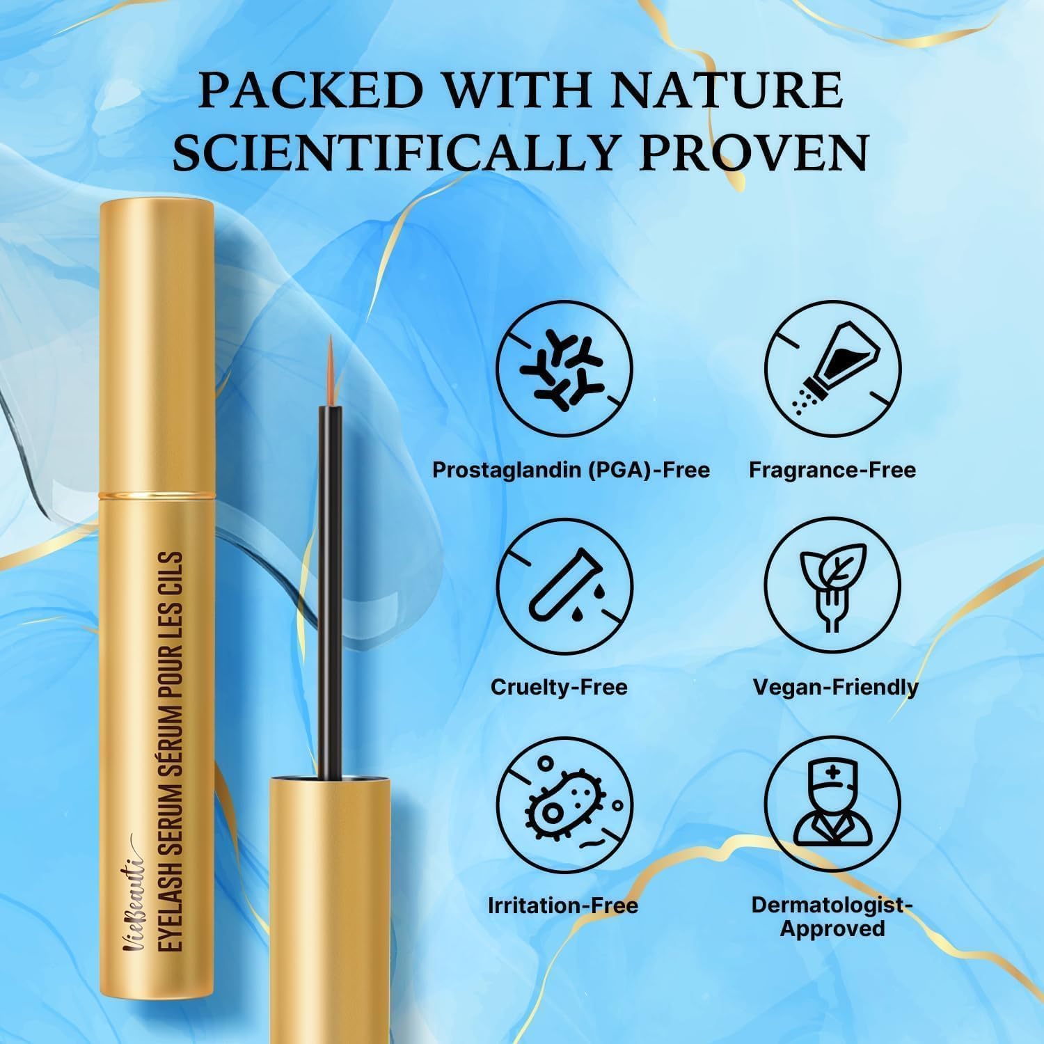 VieBeauti Eyelash Serum for Daily Lash Care, Gentle PGA-Free Lash Conditioning Serum to Support Healthier Looking Lashes, Vegan & Cruelty-Free