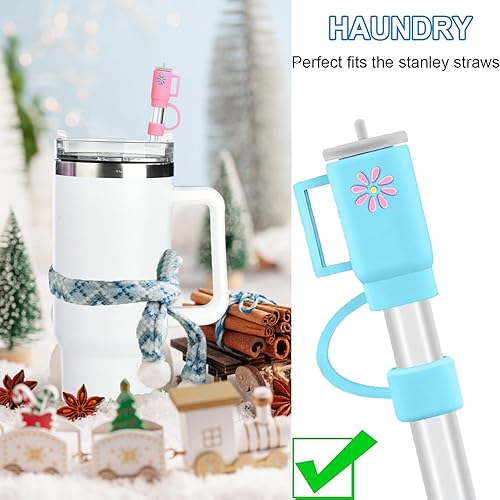 Miniatura 5 de 6 fundas de popote de silicona de 0.4 pulgadas de diámetro, para copa Stanley, compatible con vaso Stanley de 40 onzas, puntas de popote