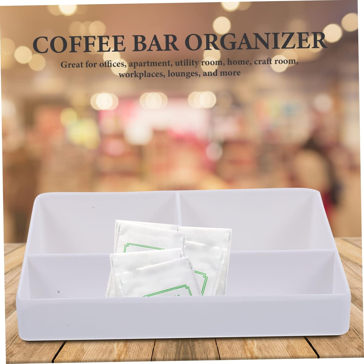 SOLUSTRE Tea Bag Storage Case Sugar Holder Compact Desktop Organizer for Countertop Home Office Decor