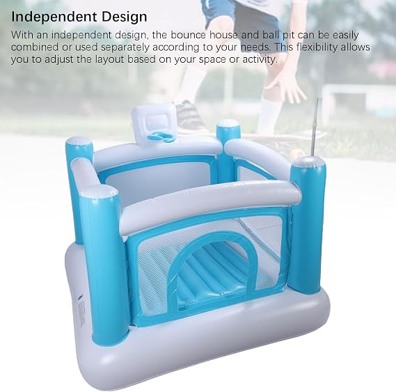 Inflatable Bounce House with Detachable Mat for Indoor Outdoor, PVC Bouncy for Party Fun, Suitable for Kids, 66.9x66.9x55.1in