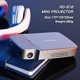 iCODIS Mini proyector RD-818, soporte DLP 1080P, 2000 lúmenes, perfecto para negocios de entretenimiento, tamaño portátil y pantalla de 120 pulgadas, batería recargable integrada, proyectores de video